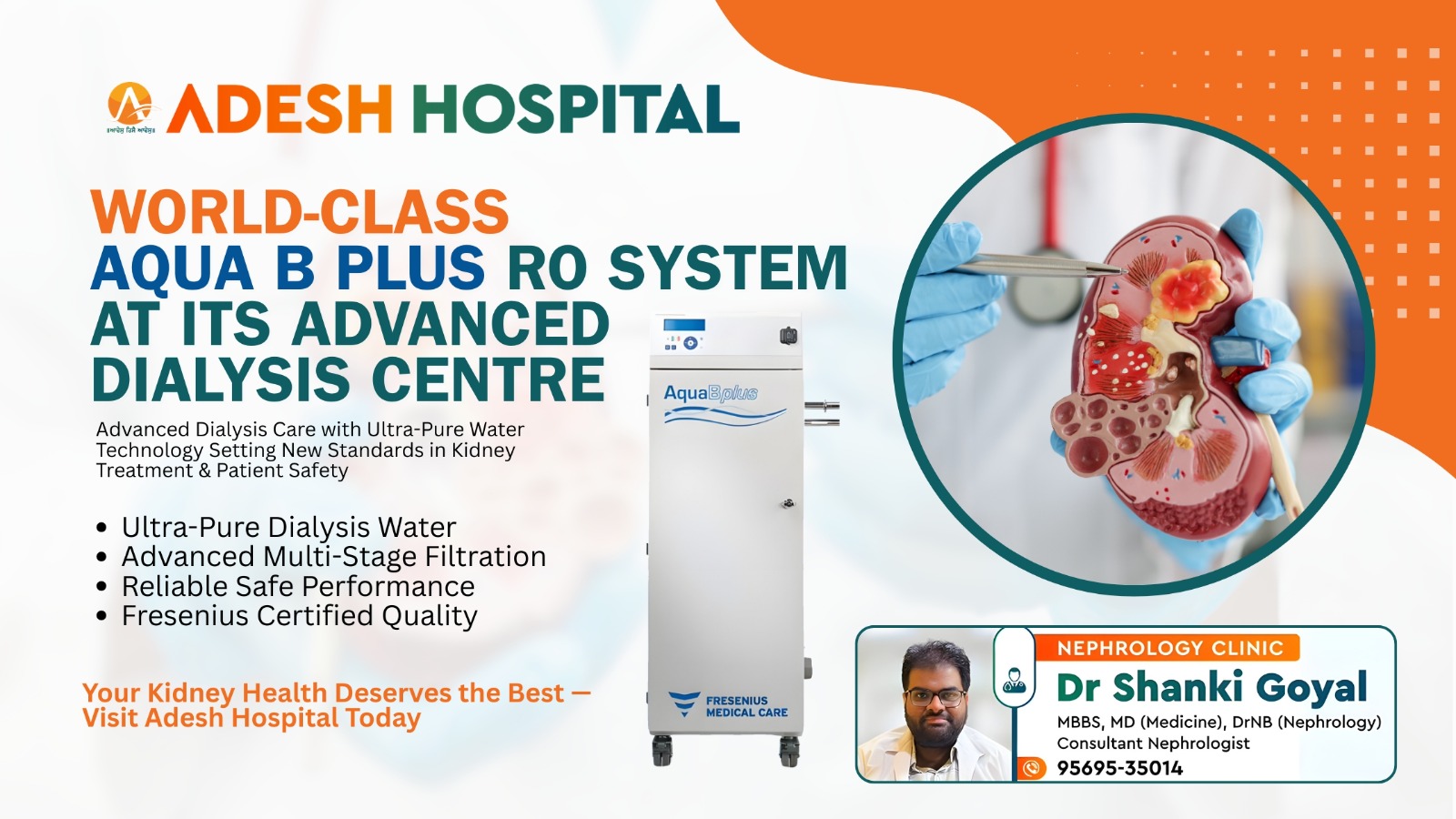 Adesh Hospital Bathinda Introduces World-Class Aqua B Plus RO System at Its Advanced Dialysis Centre